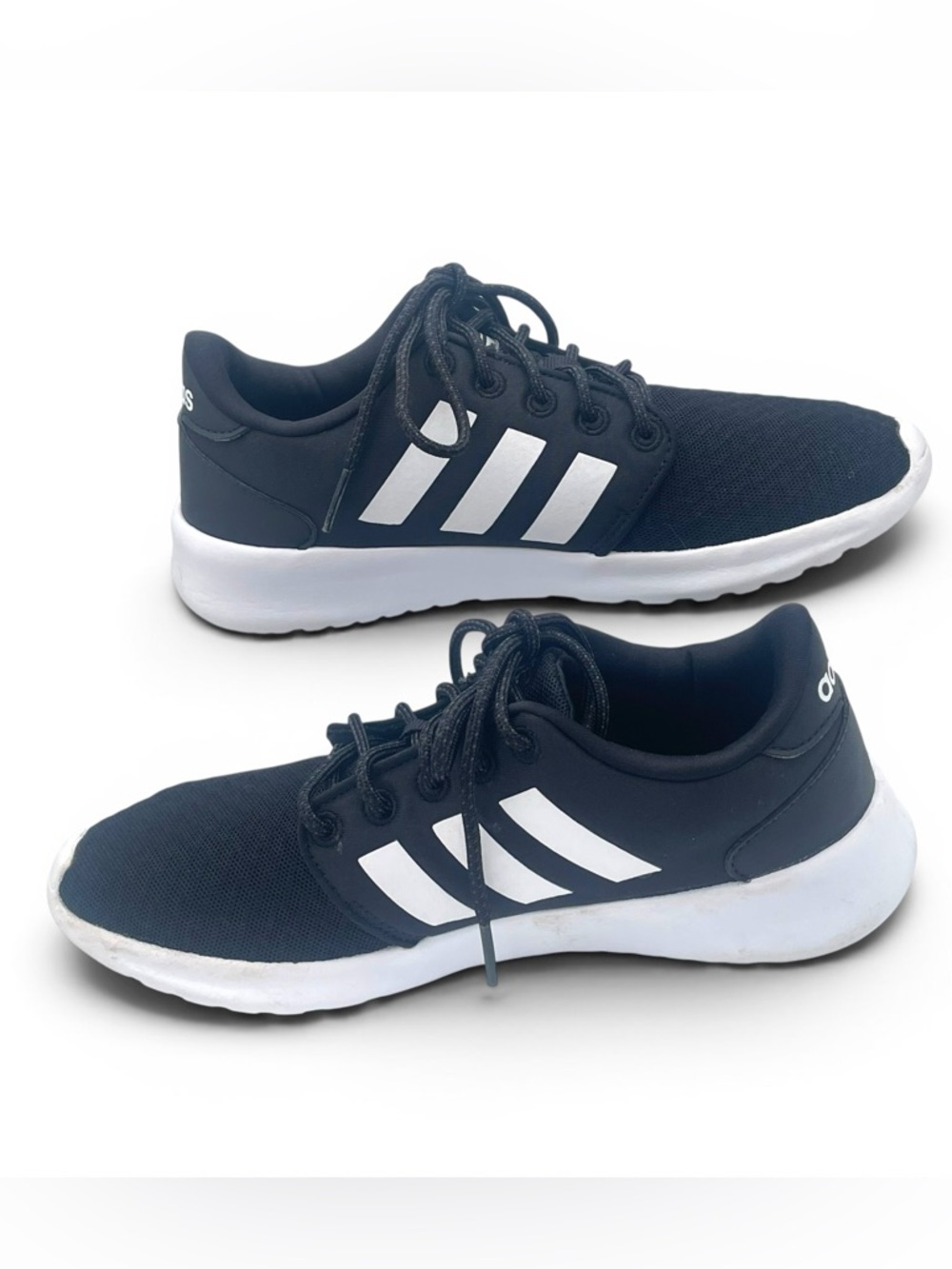 Adidas Cloudfoam Black White Sneakers Women Size 5 - Picture 3 of 8